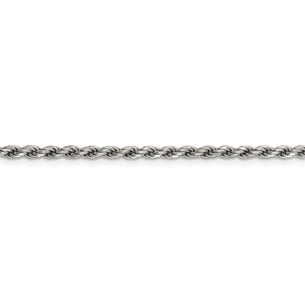 Sterling Silver Rhodium-plated 2.75mm Diamond-Cut Rope Chain