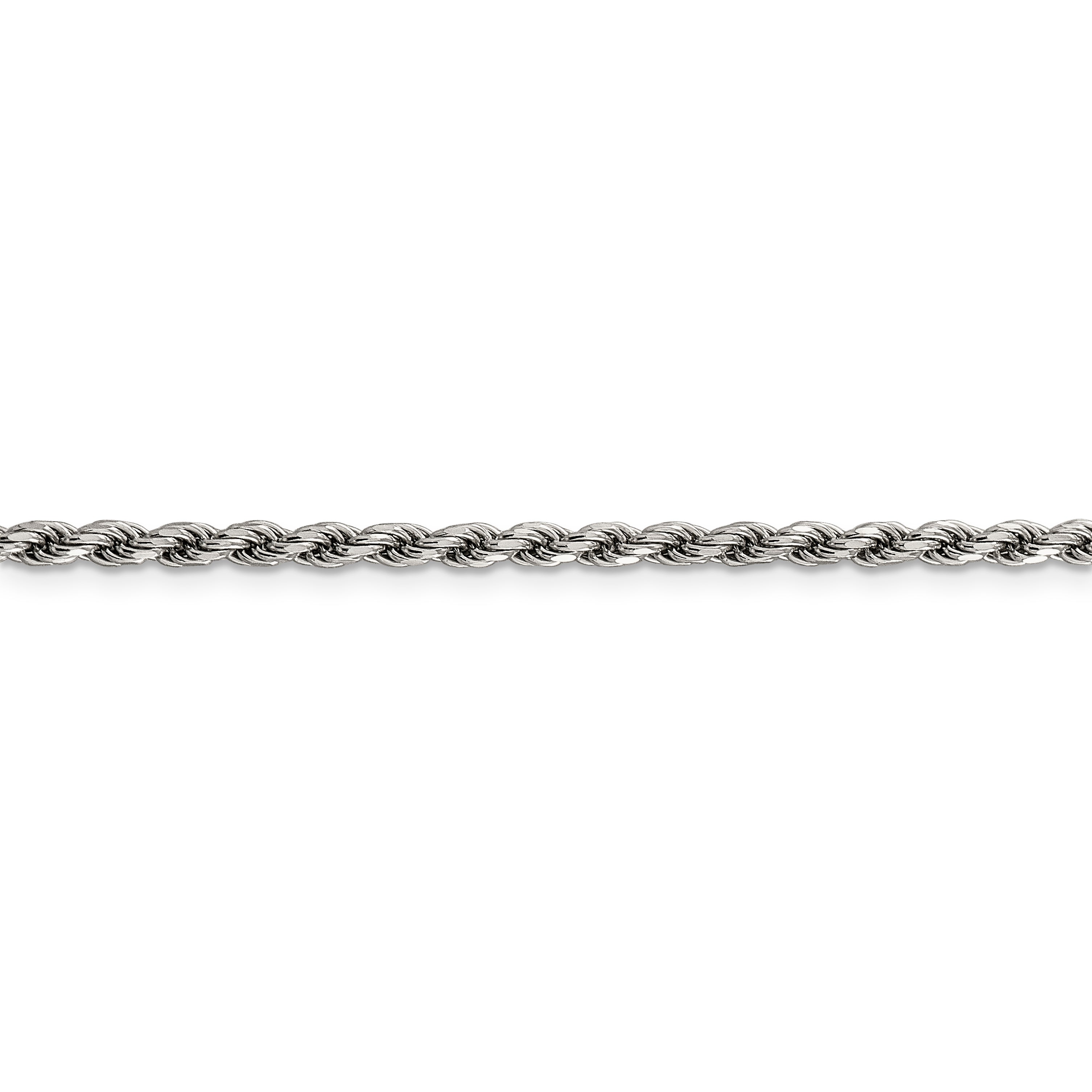 Sterling Silver Rhodium-plated 2.75mm Diamond-Cut Rope Chain