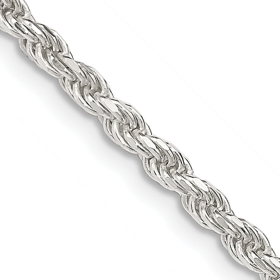 Sterling Silver 2.75mm Diamond-Cut Rope Chain w/ ext.