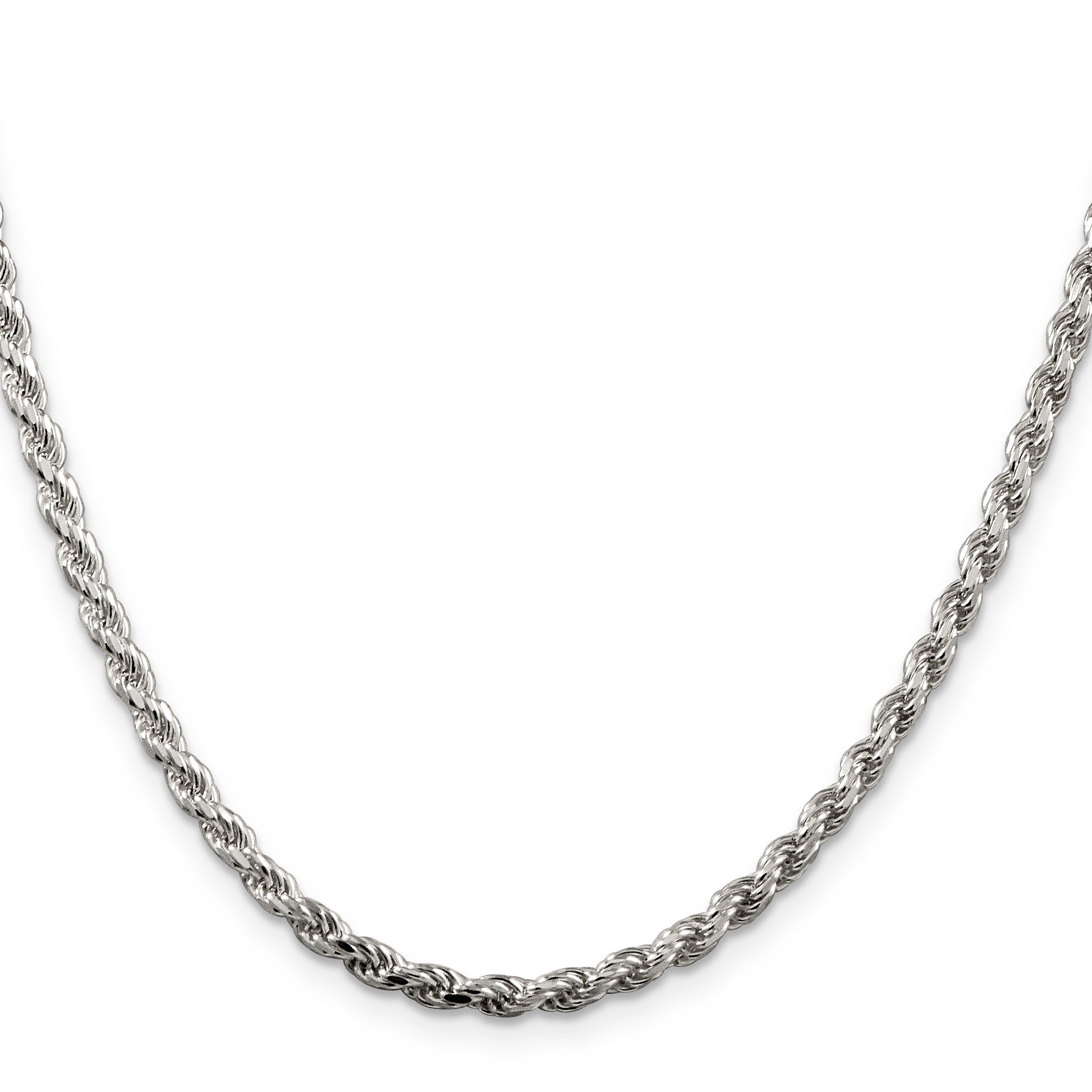 Sterling Silver 3.2mm Diamond-Cut Rope Chain