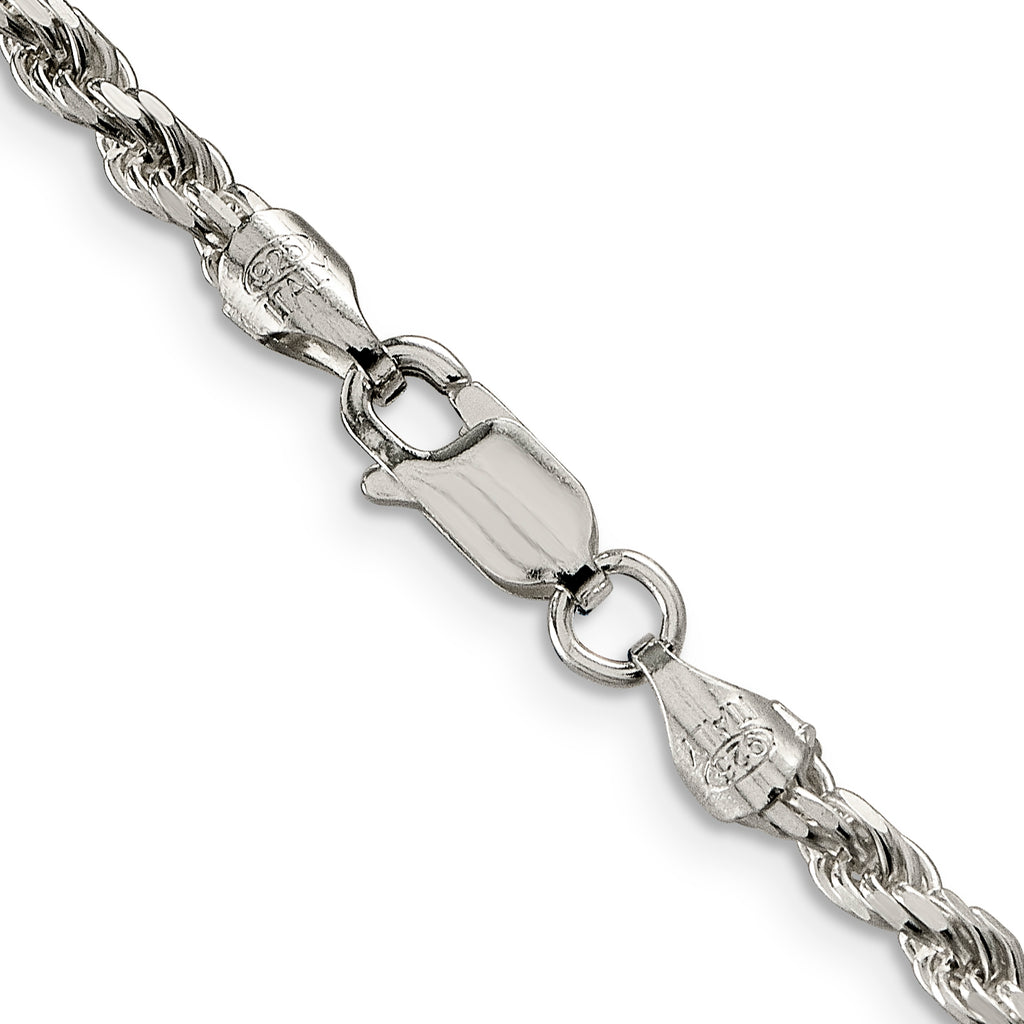 Sterling Silver 3.2mm Diamond-Cut Rope Chain