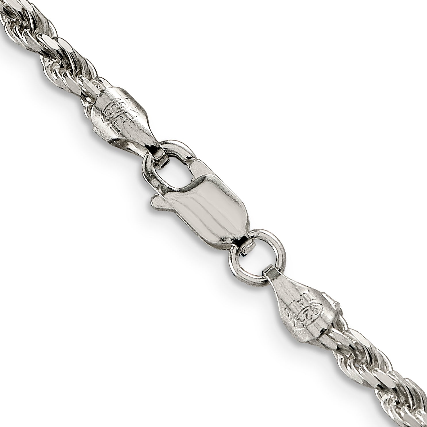 Sterling Silver 3.2mm Diamond-Cut Rope Chain