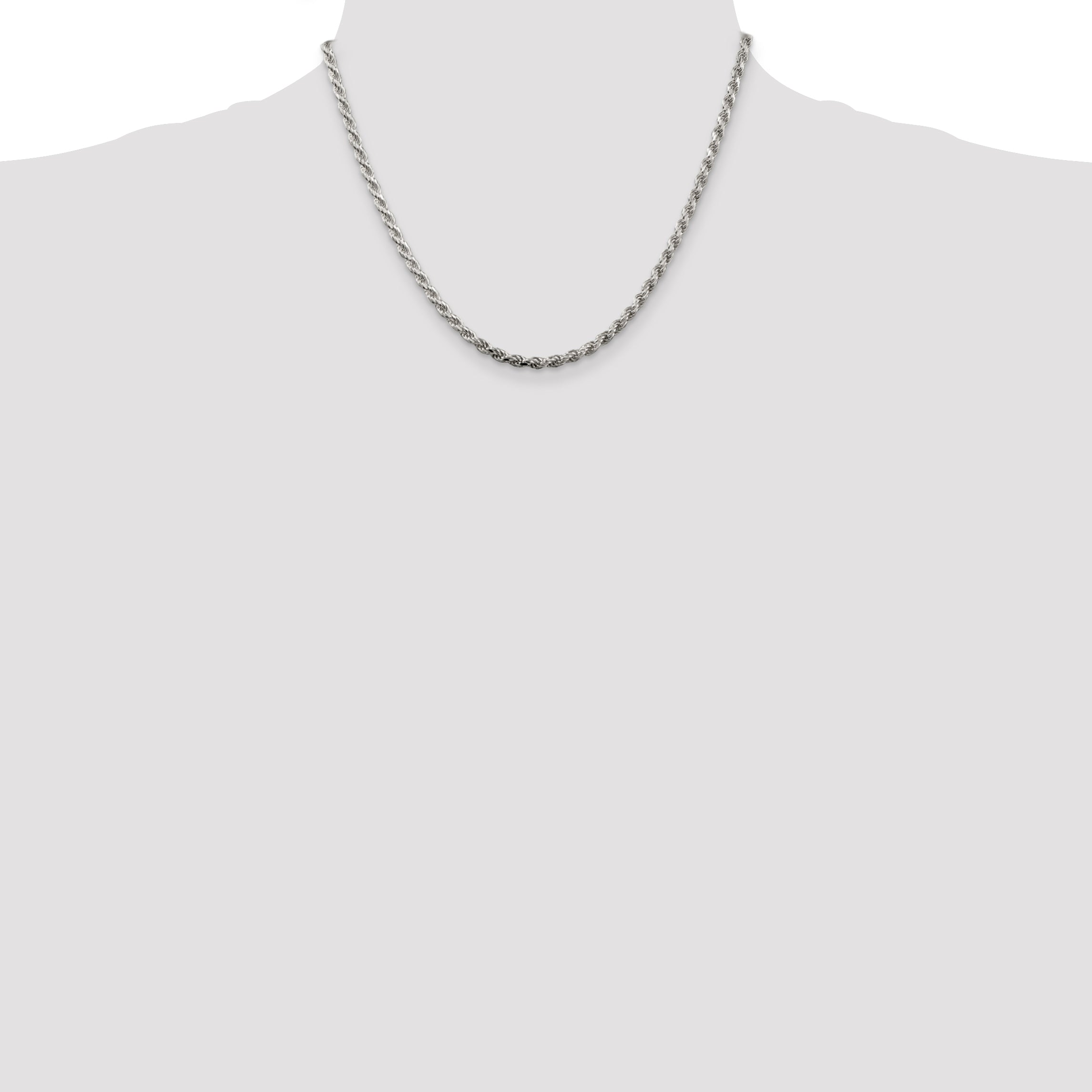 Sterling Silver Diamond-Cut Rope Chain Necklace 3.2mm