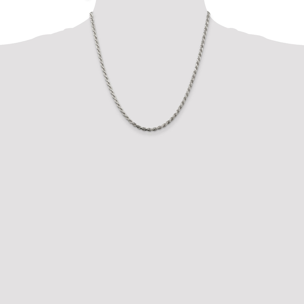 Sterling Silver 3.2mm Diamond-Cut Rope Chain