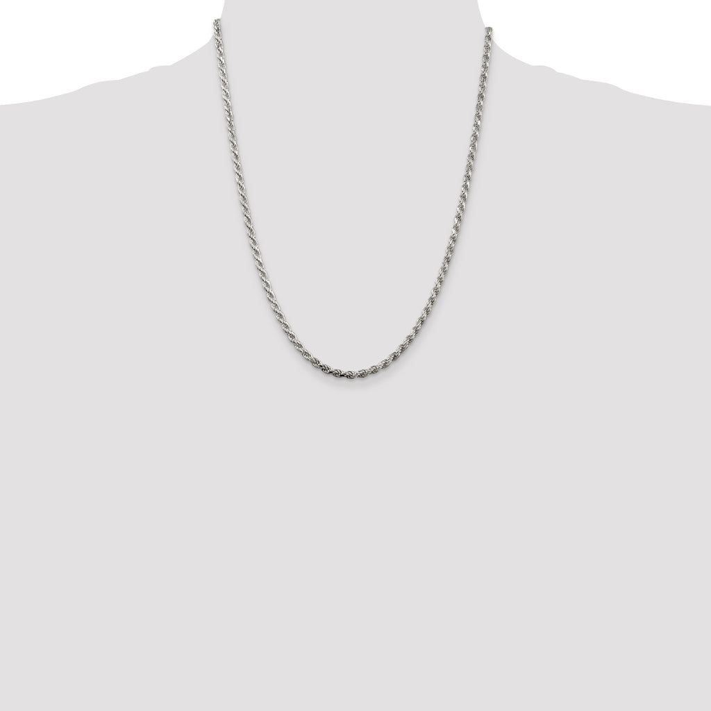 Sterling Silver 3.2mm Diamond-Cut Rope Chain