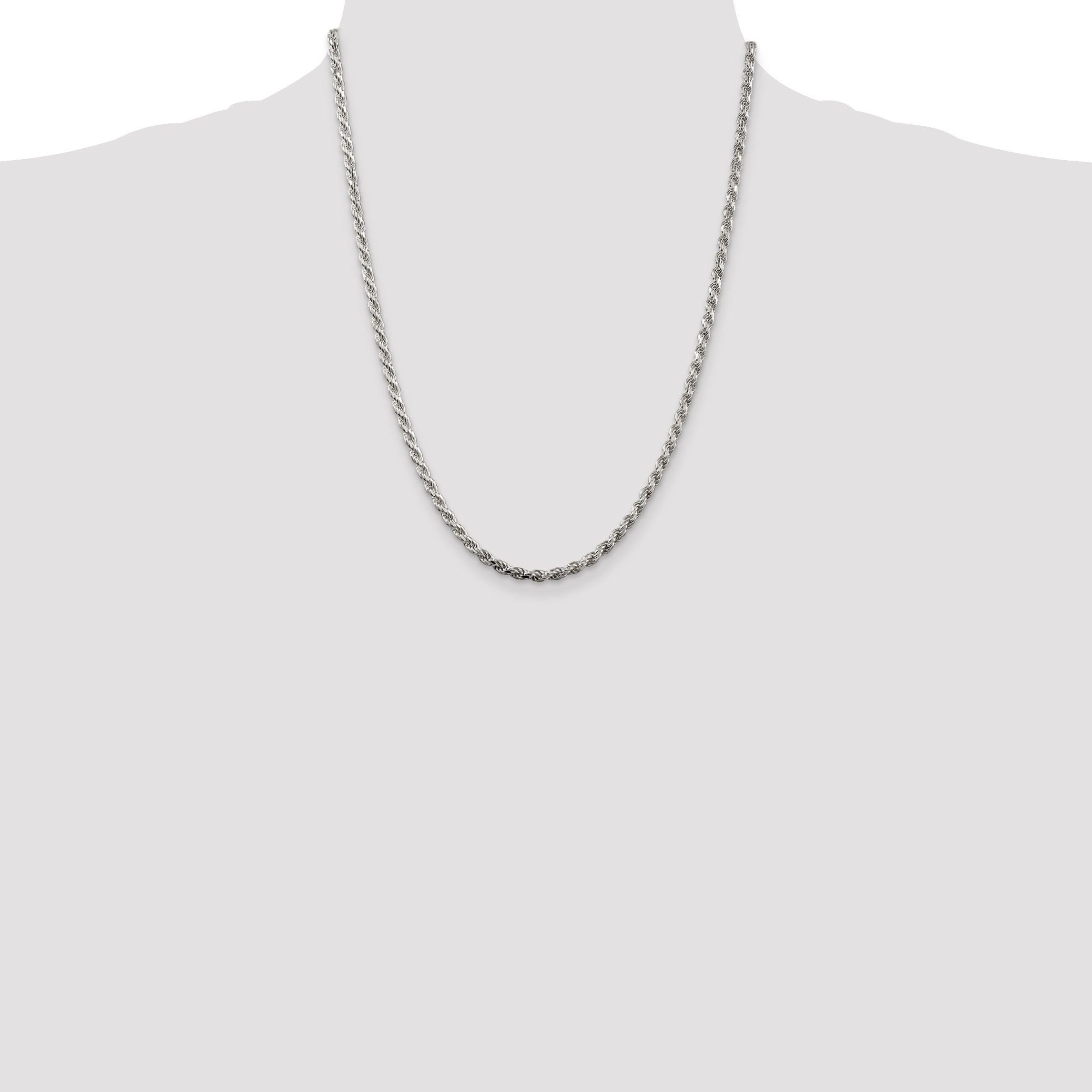 Sterling Silver 3.2mm Diamond-Cut Rope Chain