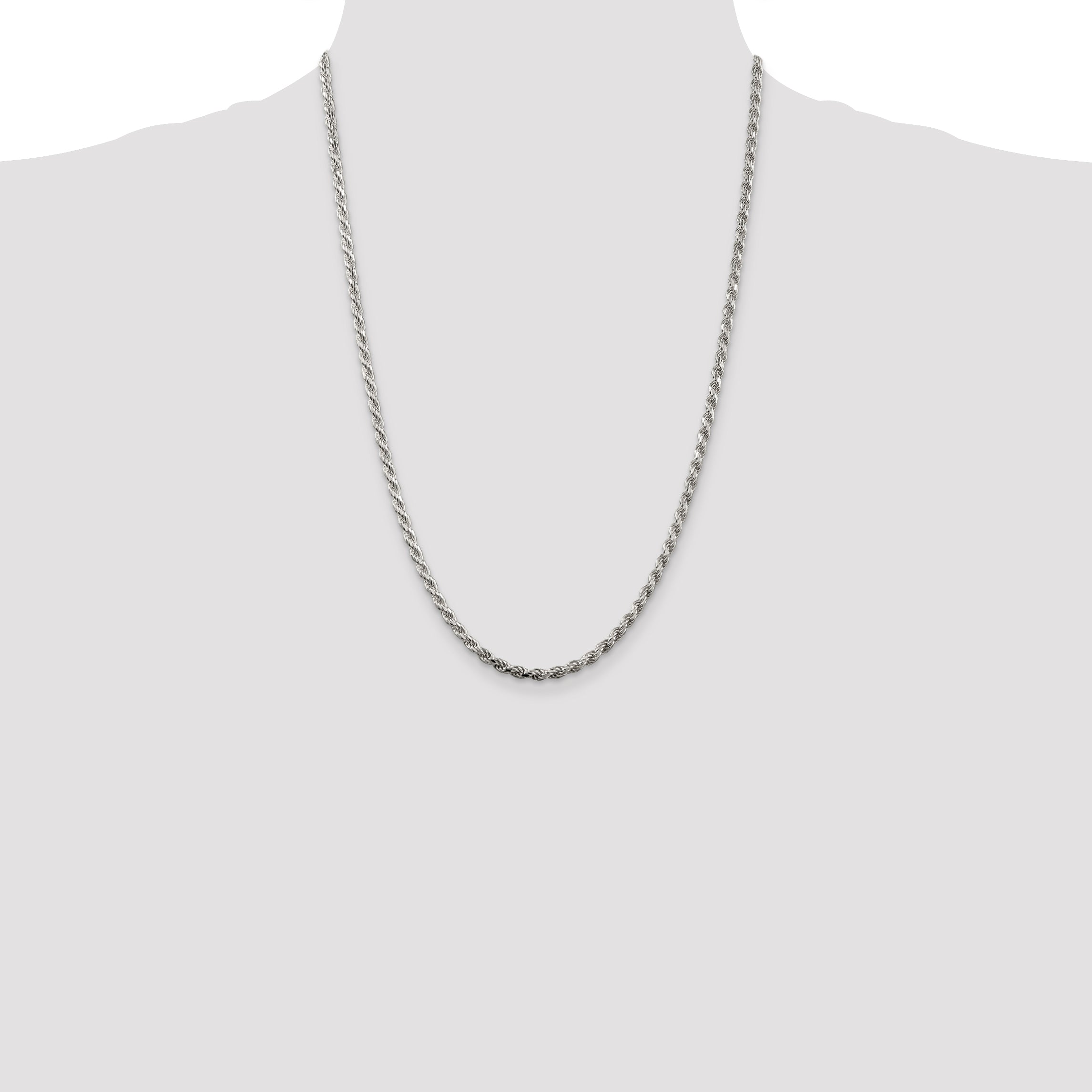 Sterling Silver 3.2mm Diamond-Cut Rope Chain