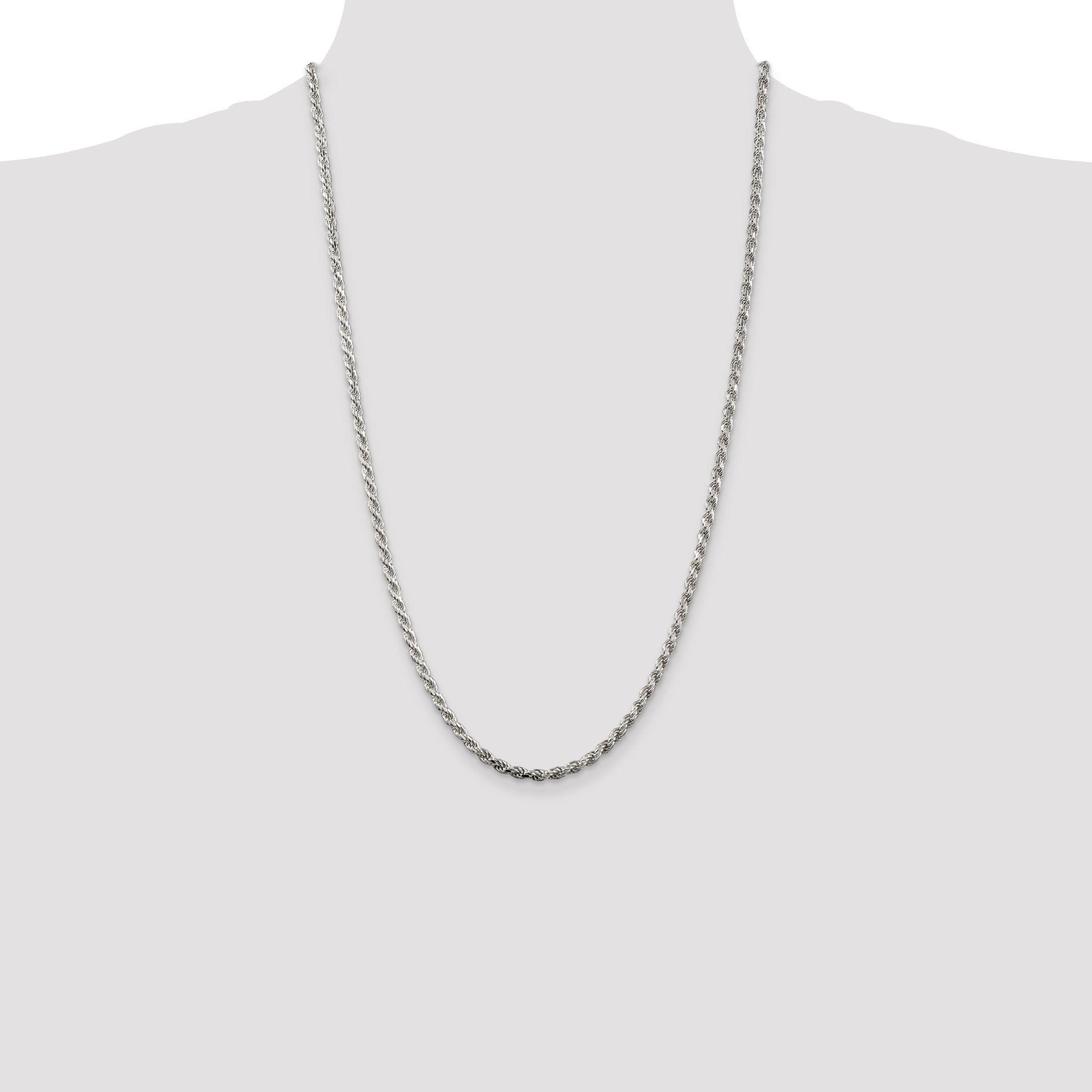 Sterling Silver 3.2mm Diamond-Cut Rope Chain