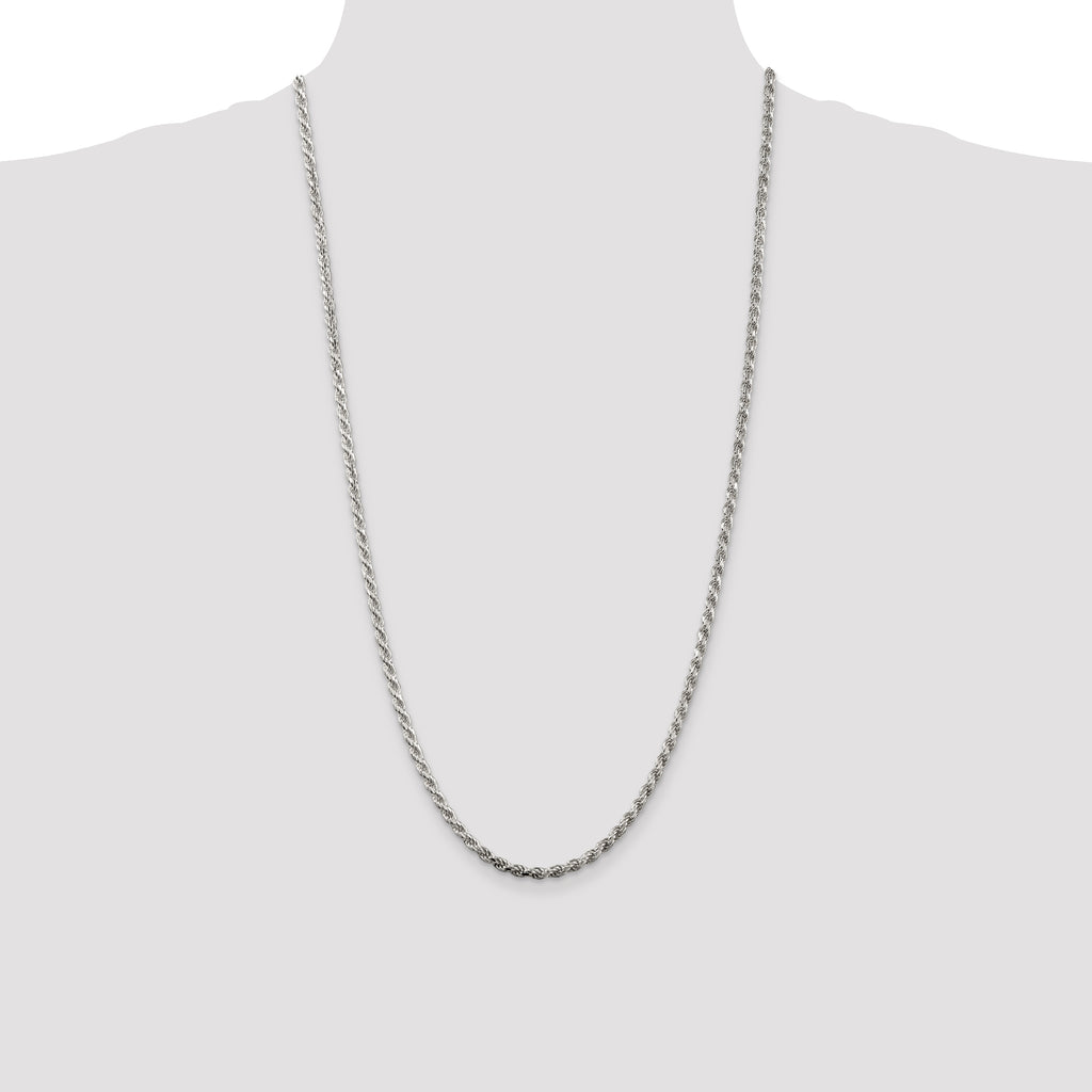 Sterling Silver 3.2mm Diamond-Cut Rope Chain