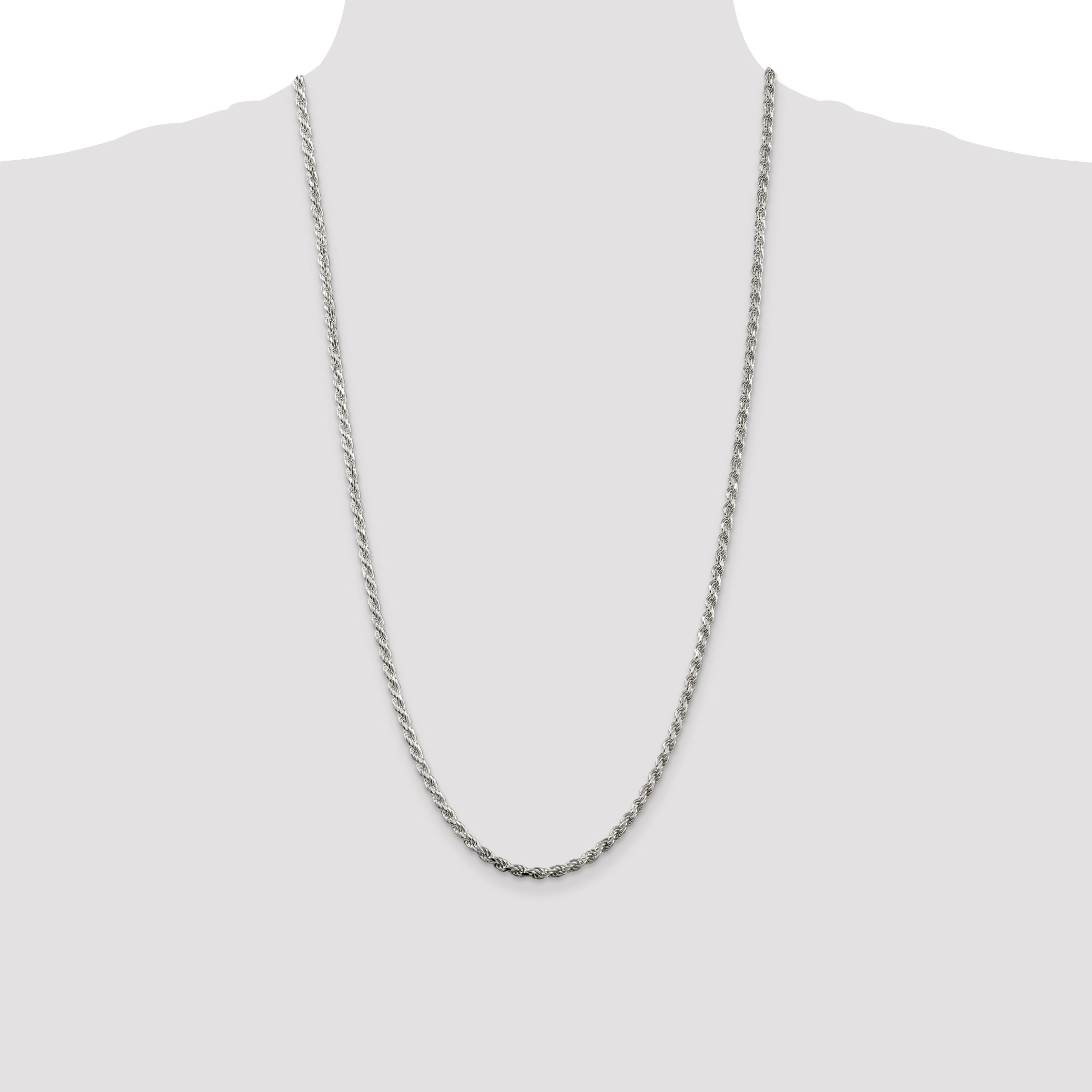 Sterling Silver 3.2mm Diamond-Cut Rope Chain