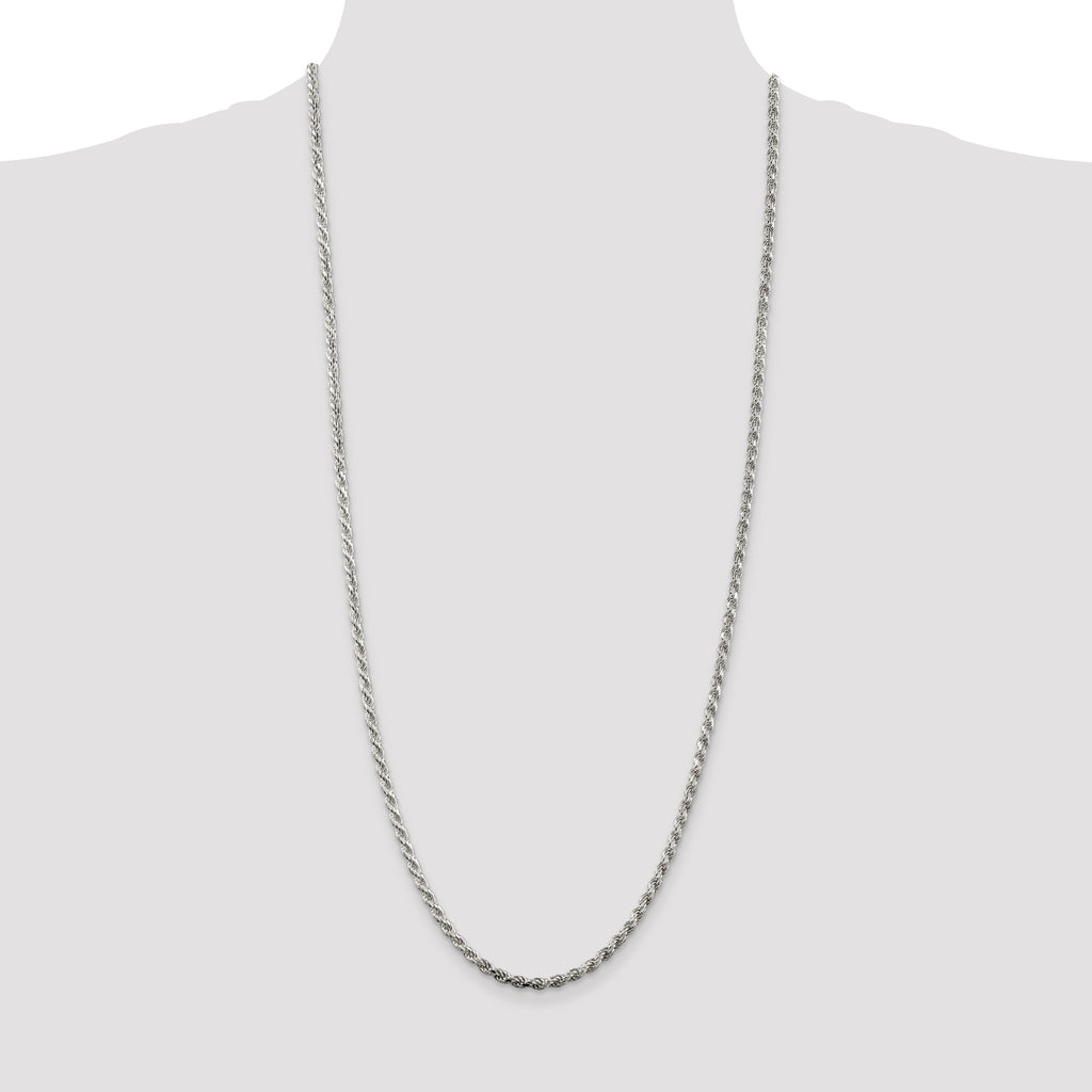 Sterling Silver 3.2mm Diamond-Cut Rope Chain