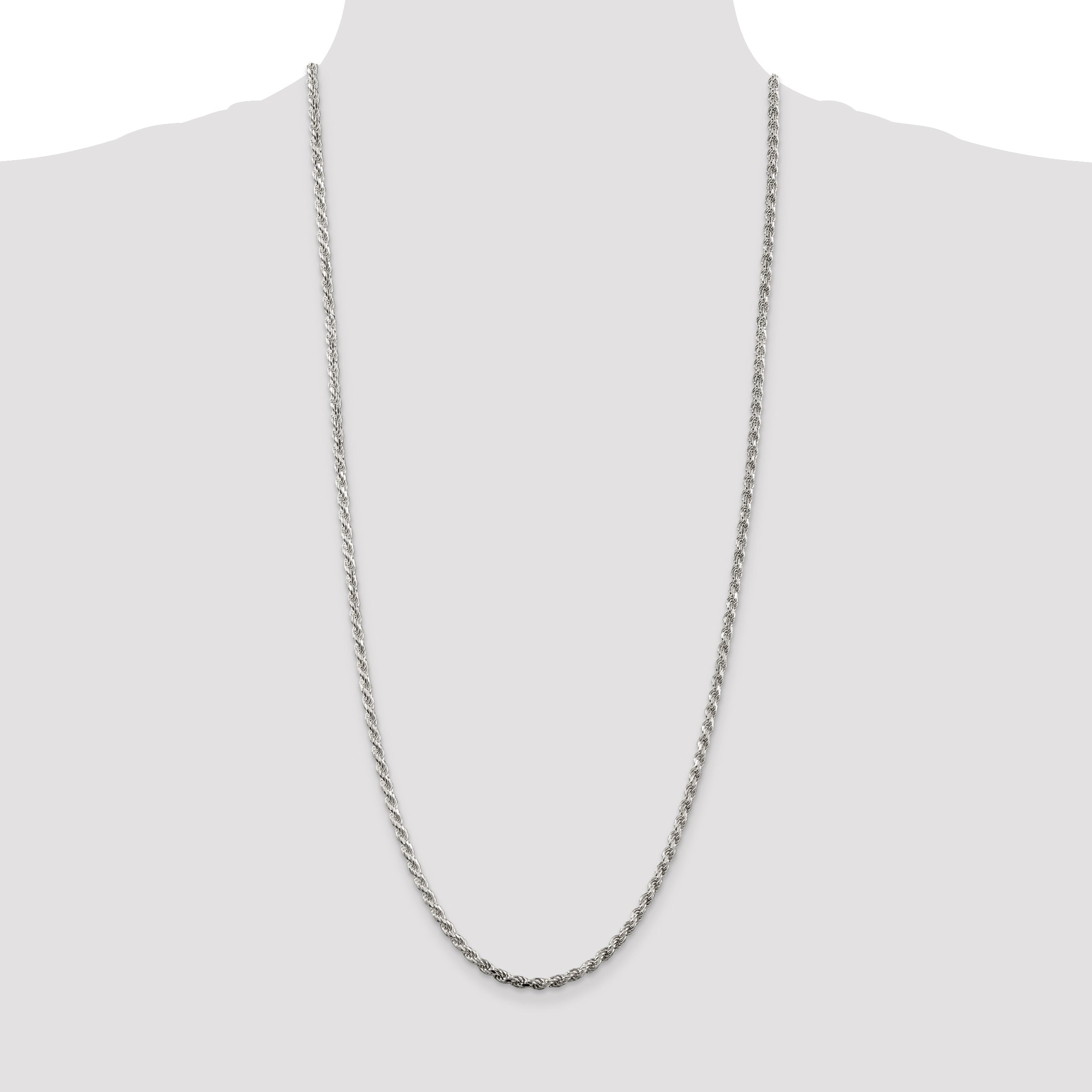 Sterling Silver 3.2mm Diamond-Cut Rope Chain