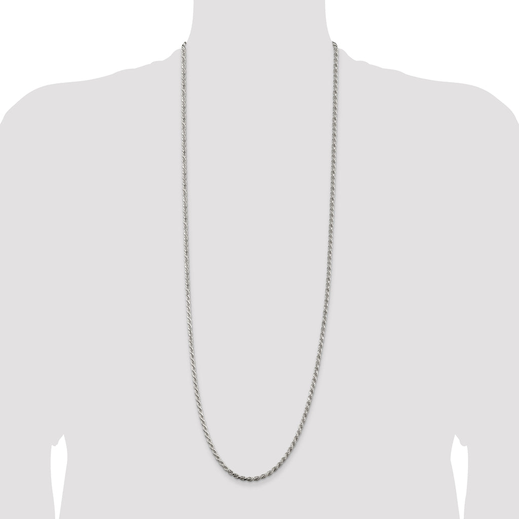 Sterling Silver 3.2mm Diamond-Cut Rope Chain
