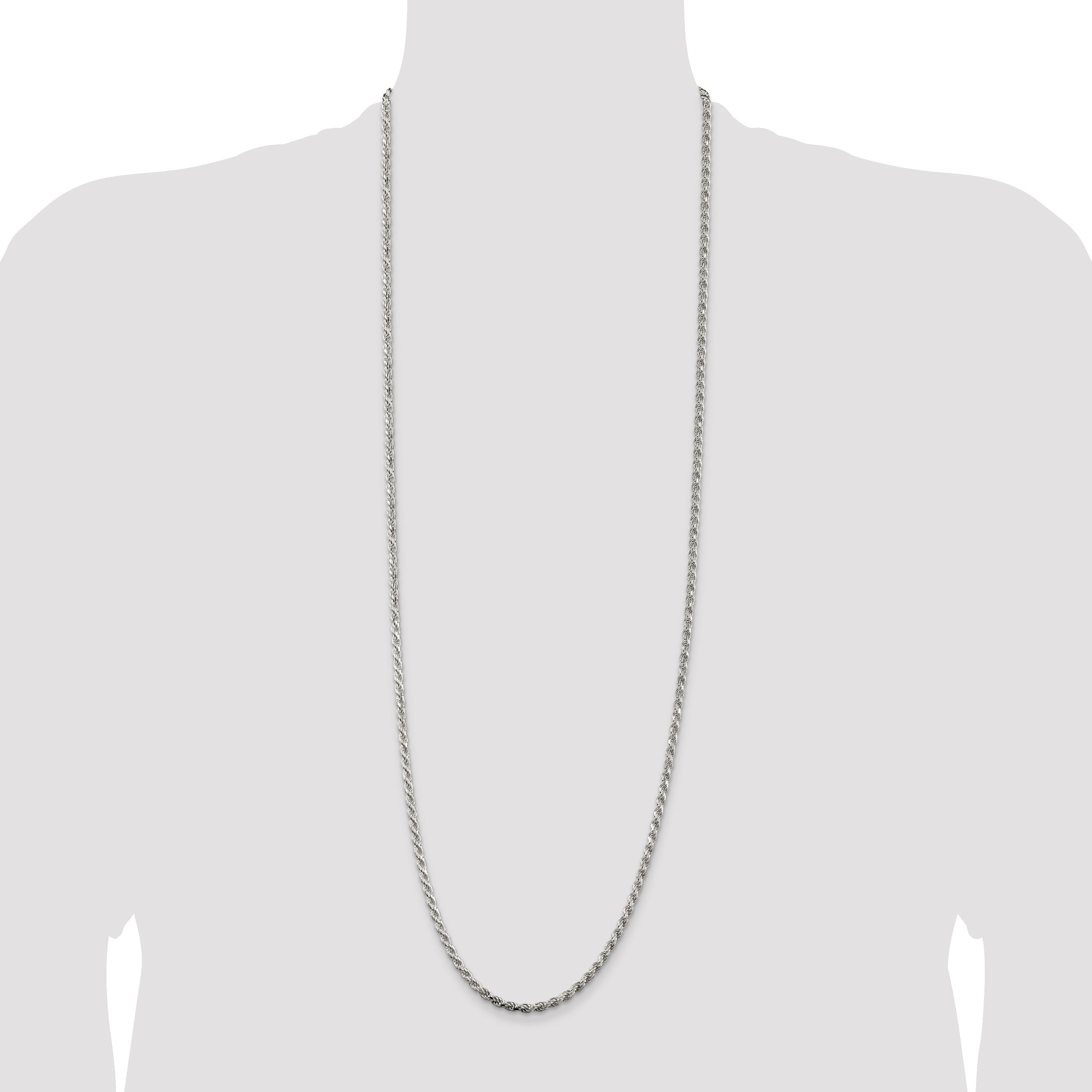 Sterling Silver 3.2mm Diamond-Cut Rope Chain