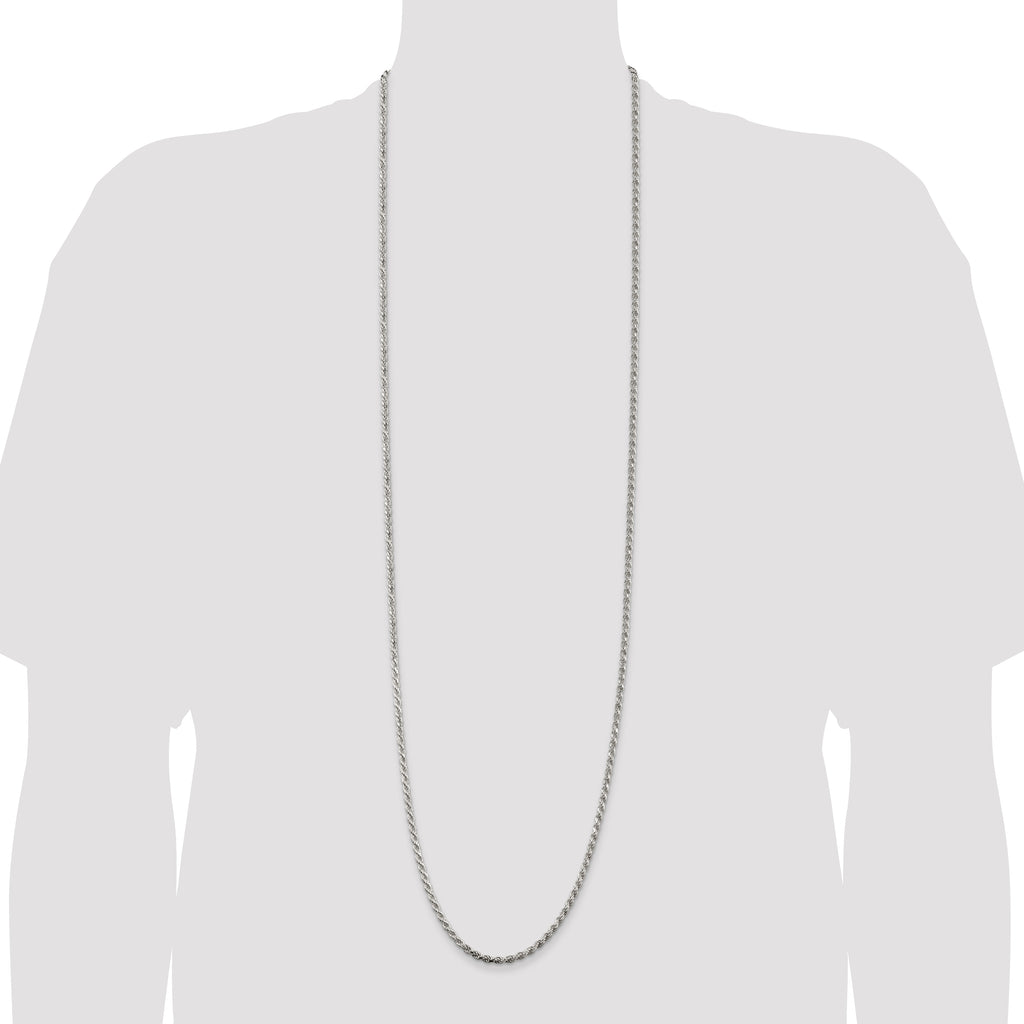 Sterling Silver 3.2mm Diamond-Cut Rope Chain
