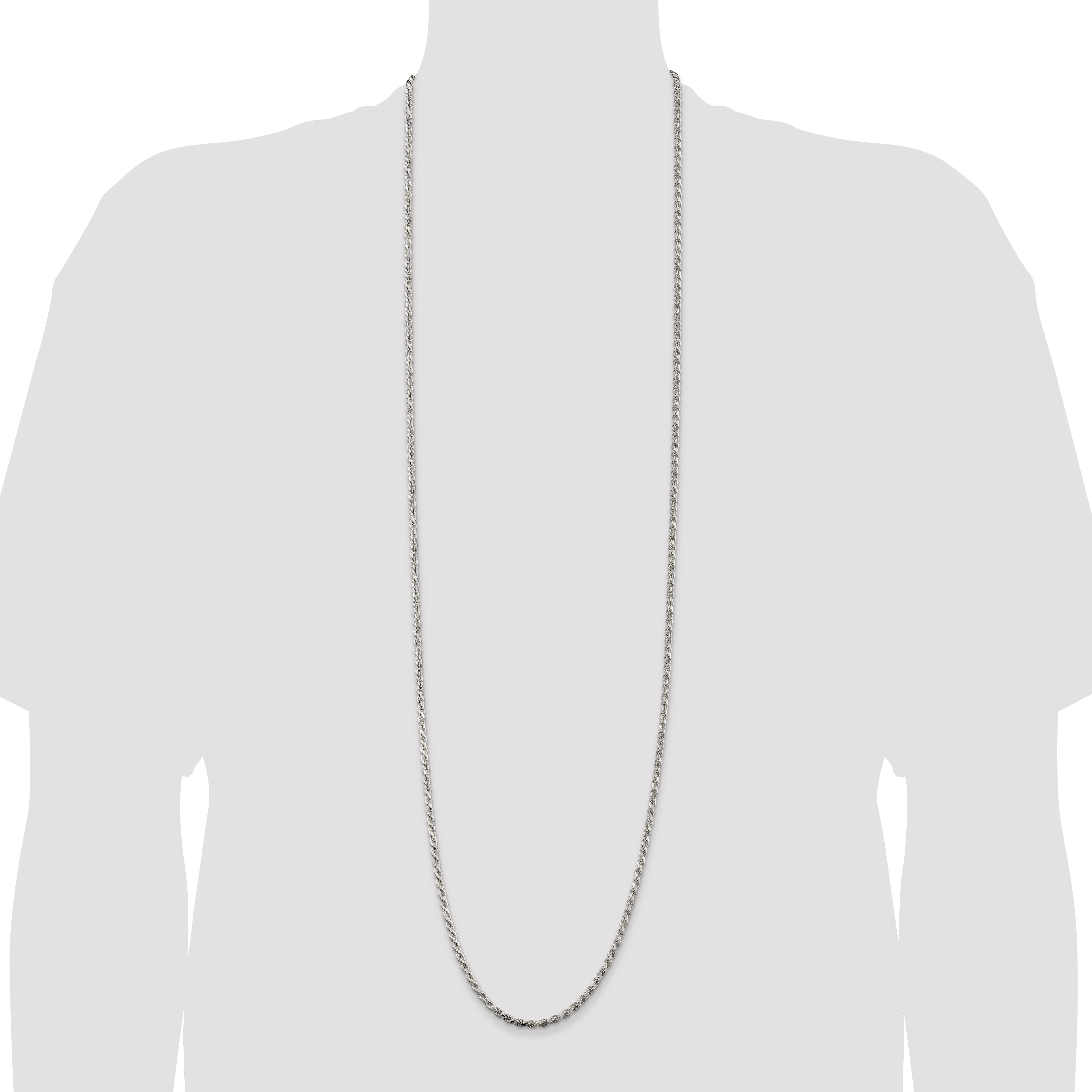 Sterling Silver 3.2mm Diamond-Cut Rope Chain