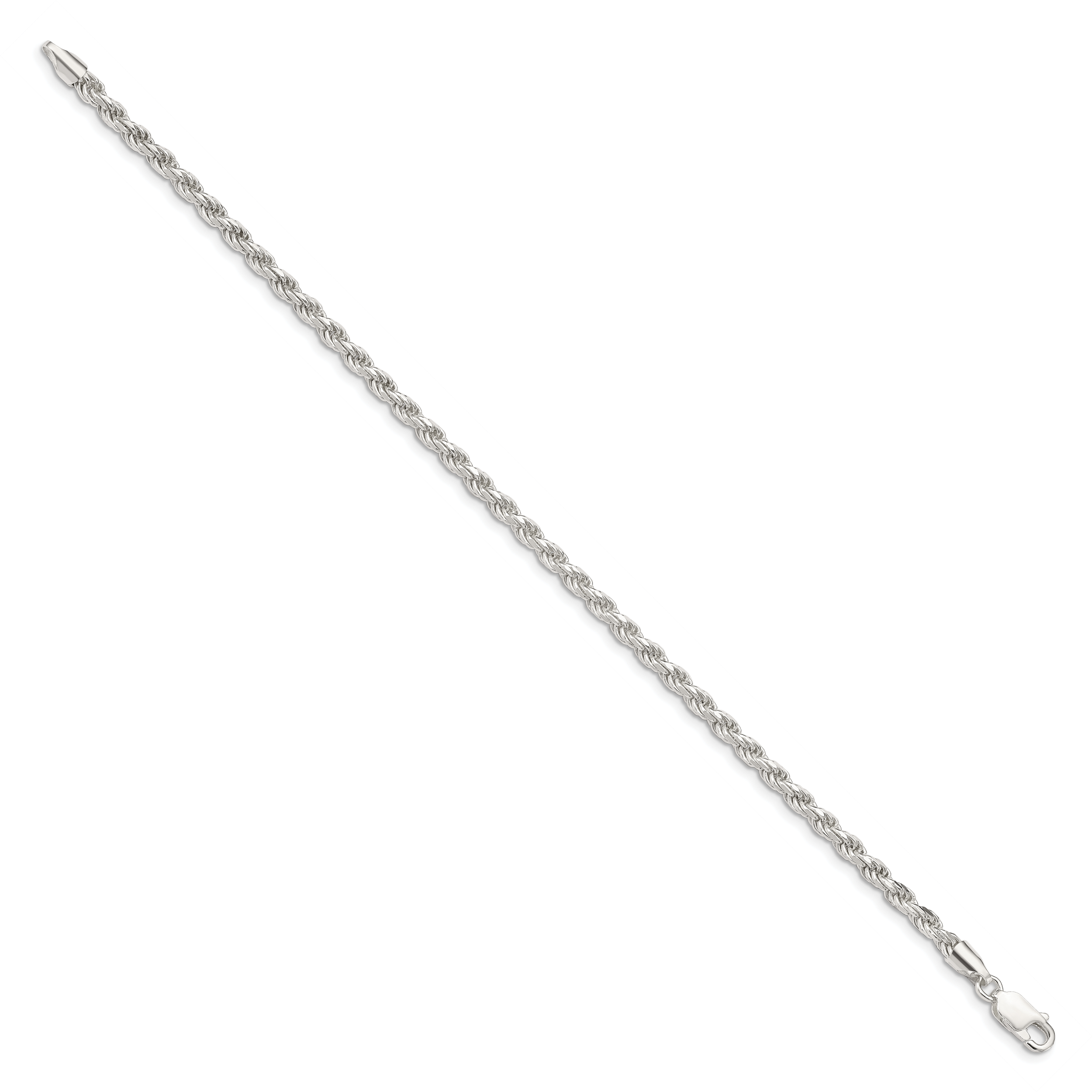 Sterling Silver 3.2mm Diamond-Cut Rope Chain