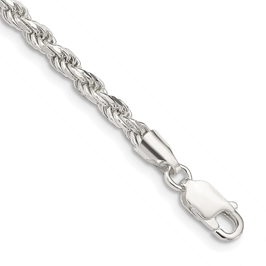 Sterling Silver 3.2mm Diamond-Cut Rope Chain