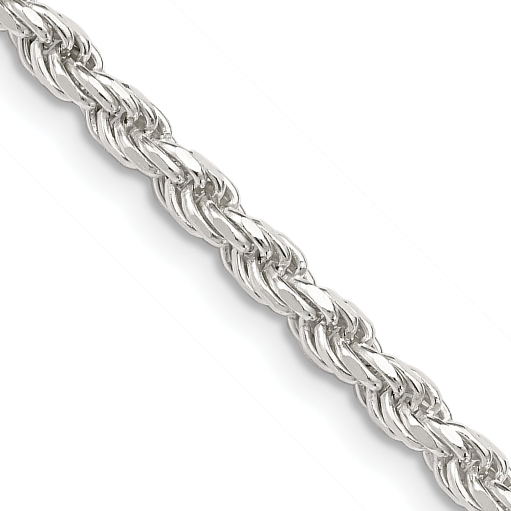 Sterling Silver 3.2mm Diamond-Cut Rope Chain