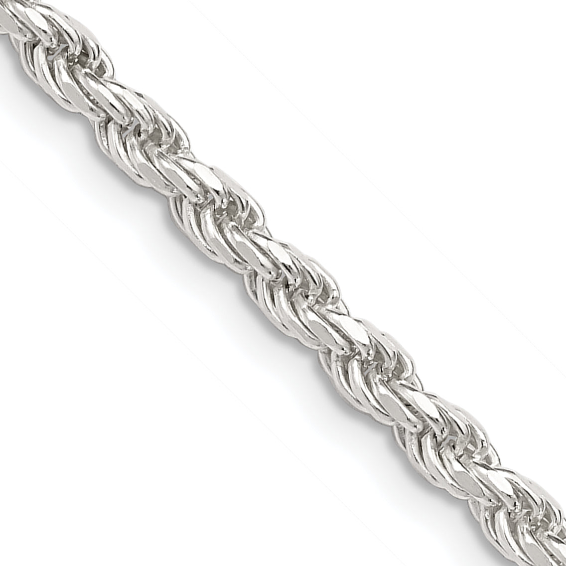 Sterling Silver 3.2mm Diamond-Cut Rope Chain