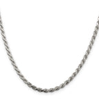 Sterling Silver Rhodium-plated 3.2mm Diamond-cut Rope Chain