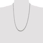 Sterling Silver Rhodium-plated 3.2mm Diamond-cut Rope Chain