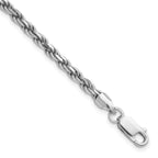 Sterling Silver Rhodium-plated 3.2mm Diamond-cut Rope Chain