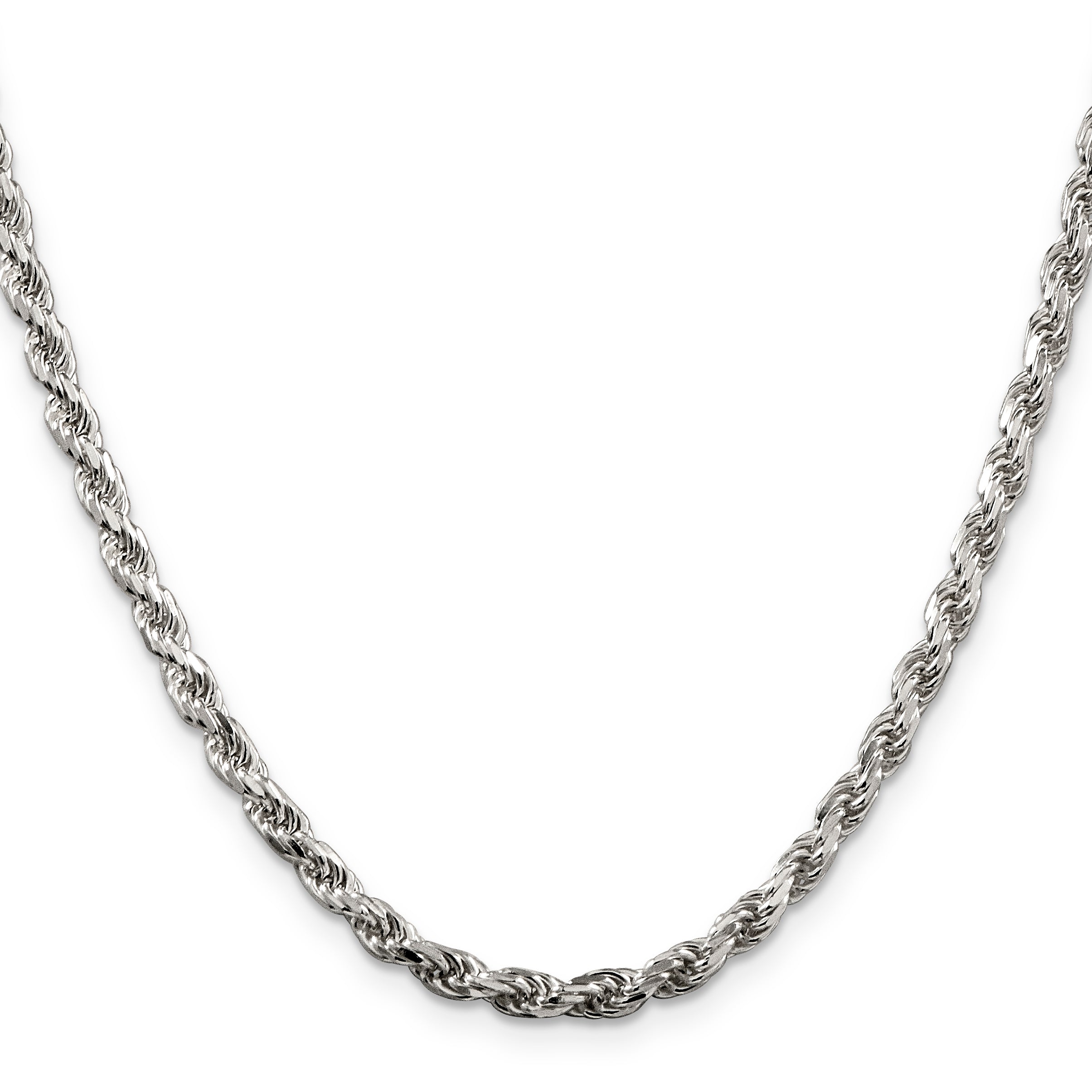 Sterling Silver 3.75mm Diamond-Cut Rope Chain