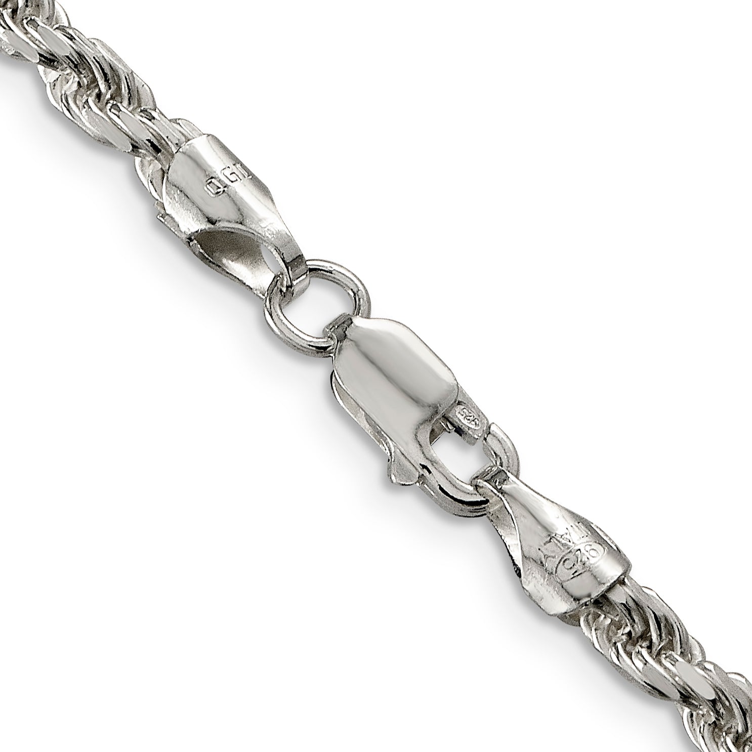 Sterling Silver 3.75mm Diamond-Cut Rope Chain