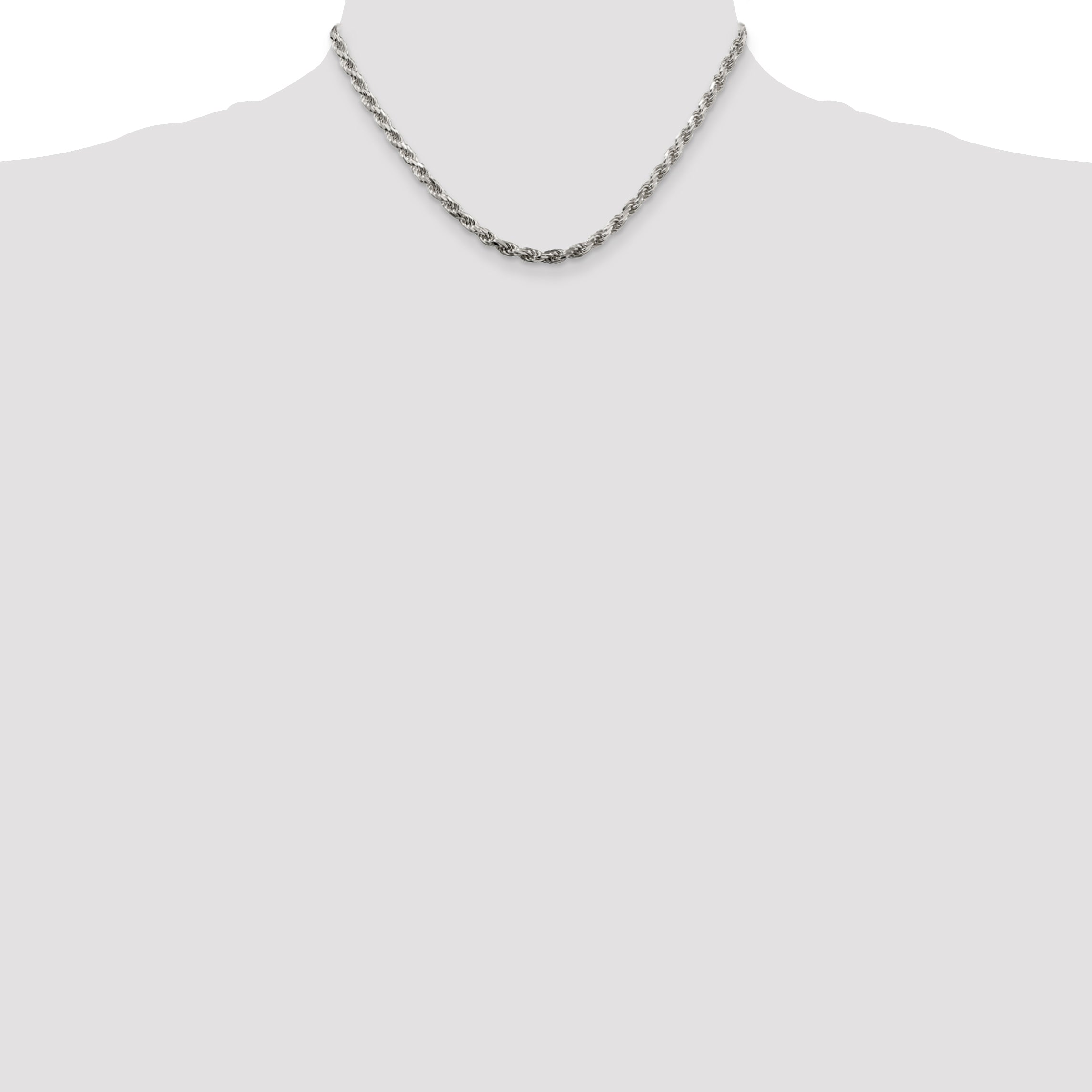 Sterling Silver 3.75mm Diamond-Cut Rope Chain