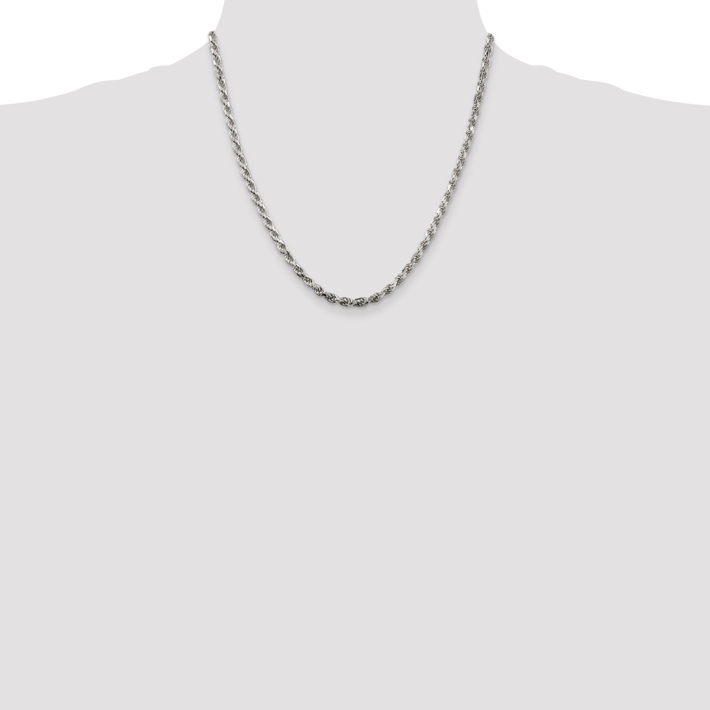 Sterling Silver 3.75mm Diamond-cut Rope Chain