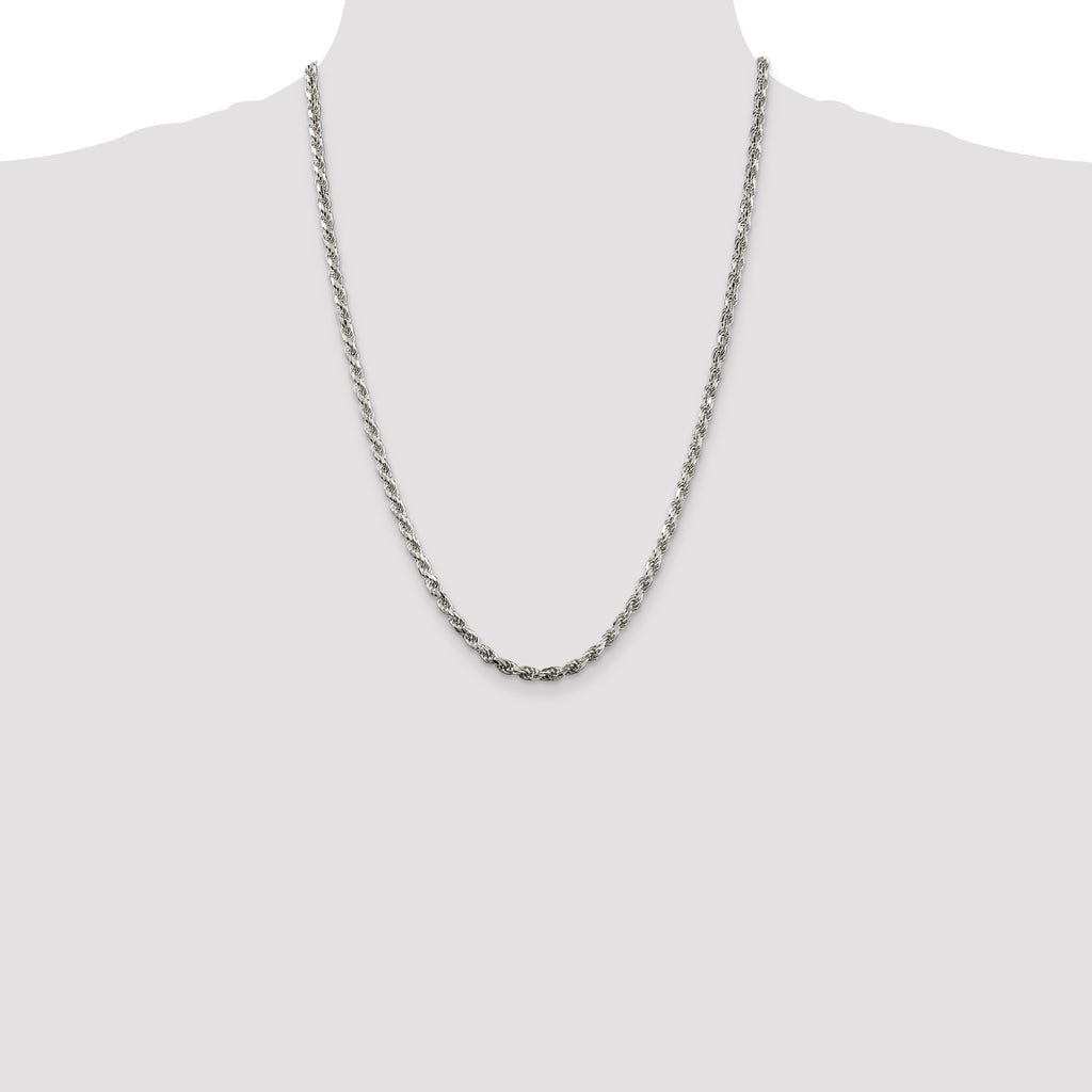 Sterling Silver 3.75mm Diamond-Cut Rope Chain