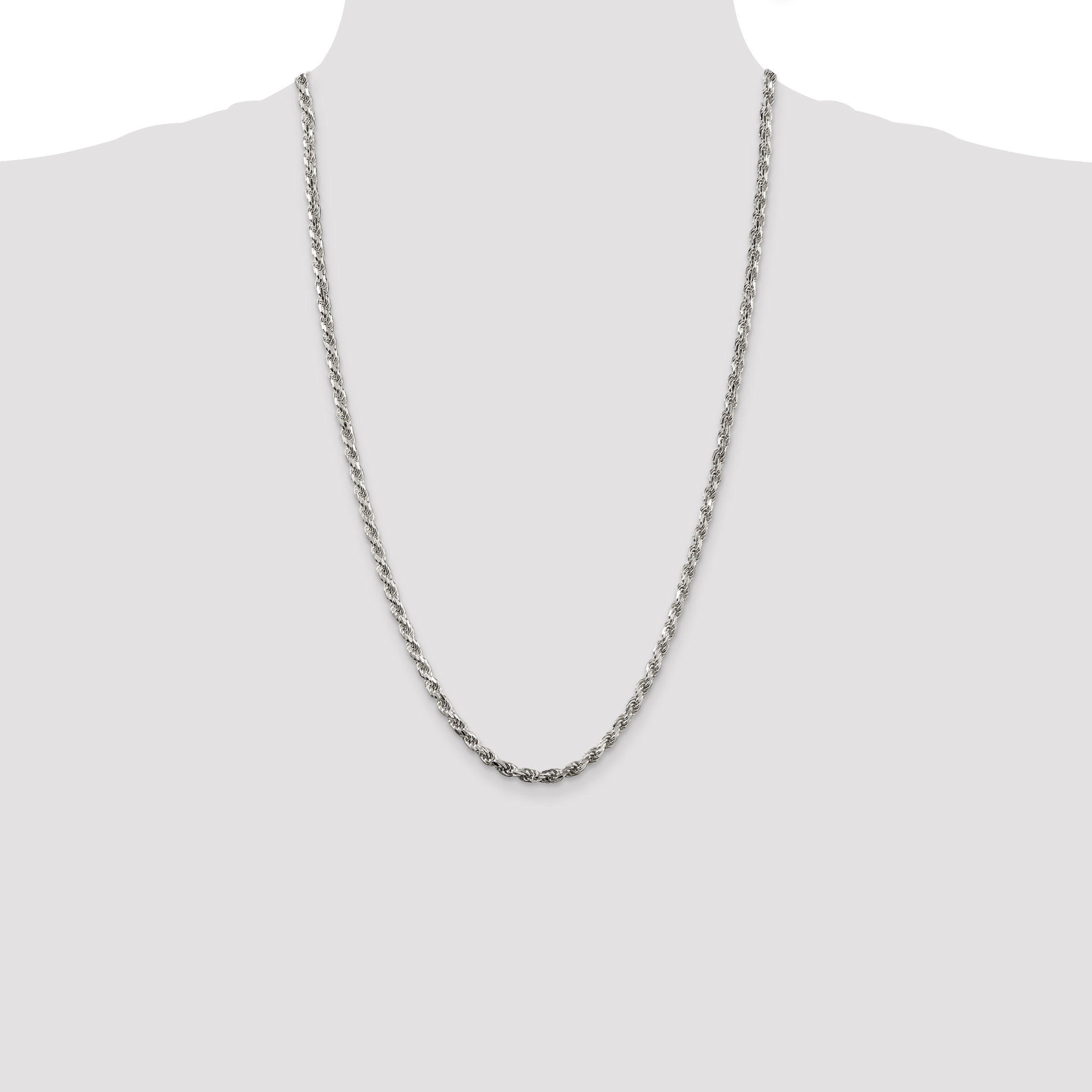 Sterling Silver Diamond-Cut Rope Chain Necklace 3.75mm