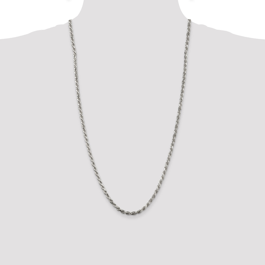 Sterling Silver 3.75mm Diamond-Cut Rope Chain