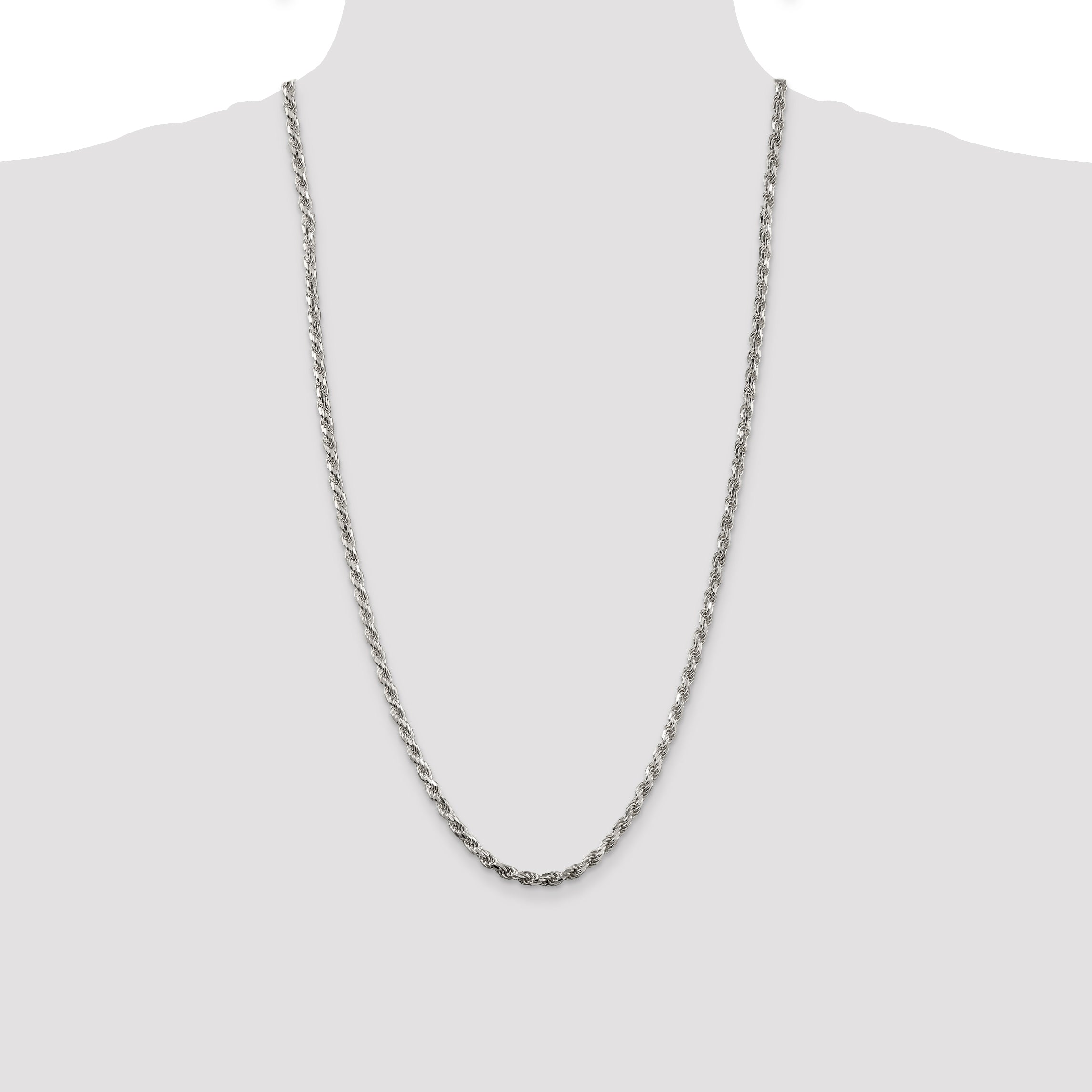 Sterling Silver 3.75mm Diamond-Cut Rope Chain