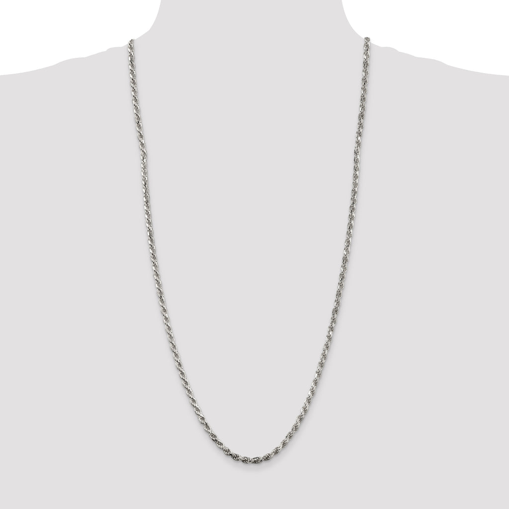 Sterling Silver 3.75mm Diamond-Cut Rope Chain