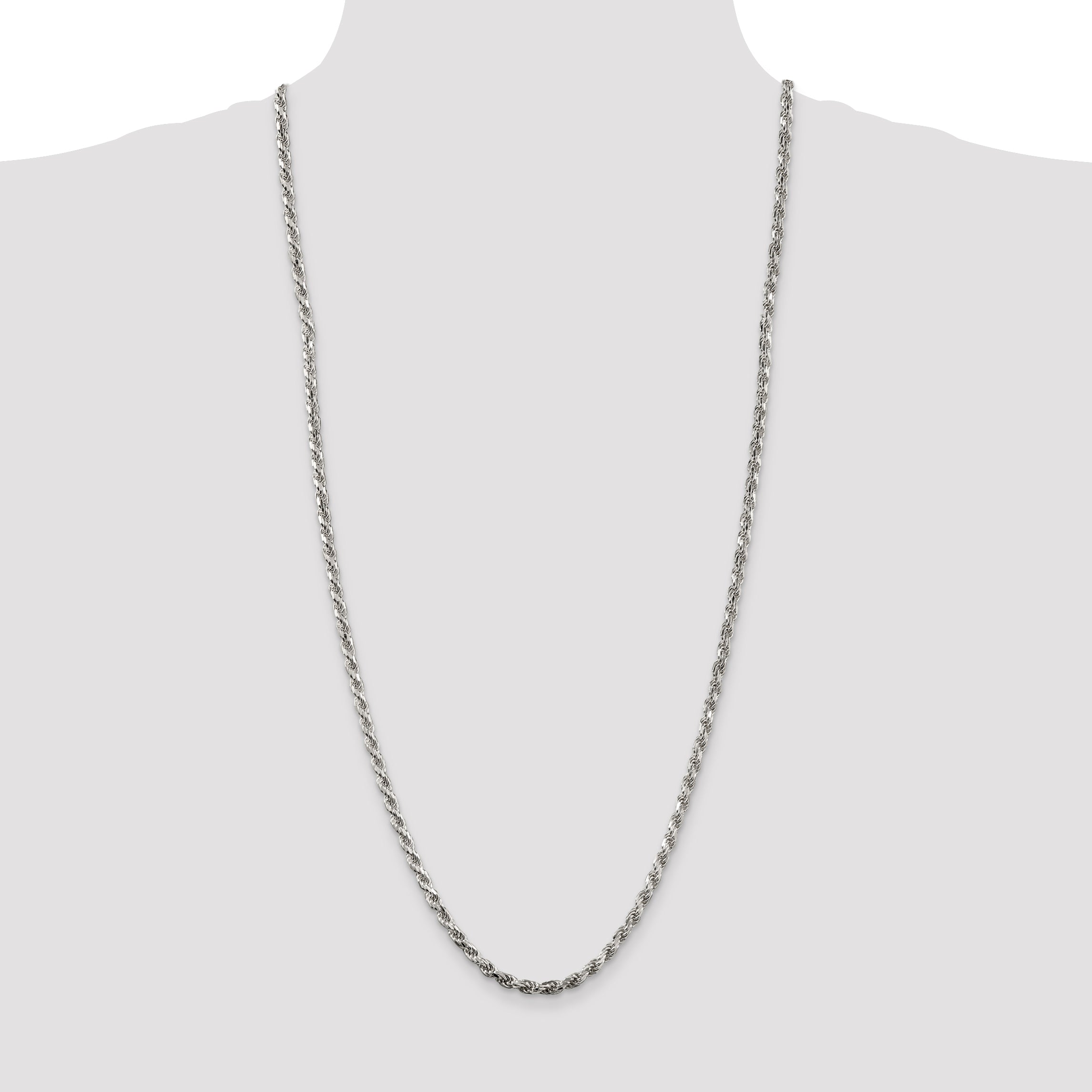 Sterling Silver 3.75mm Diamond-Cut Rope Chain