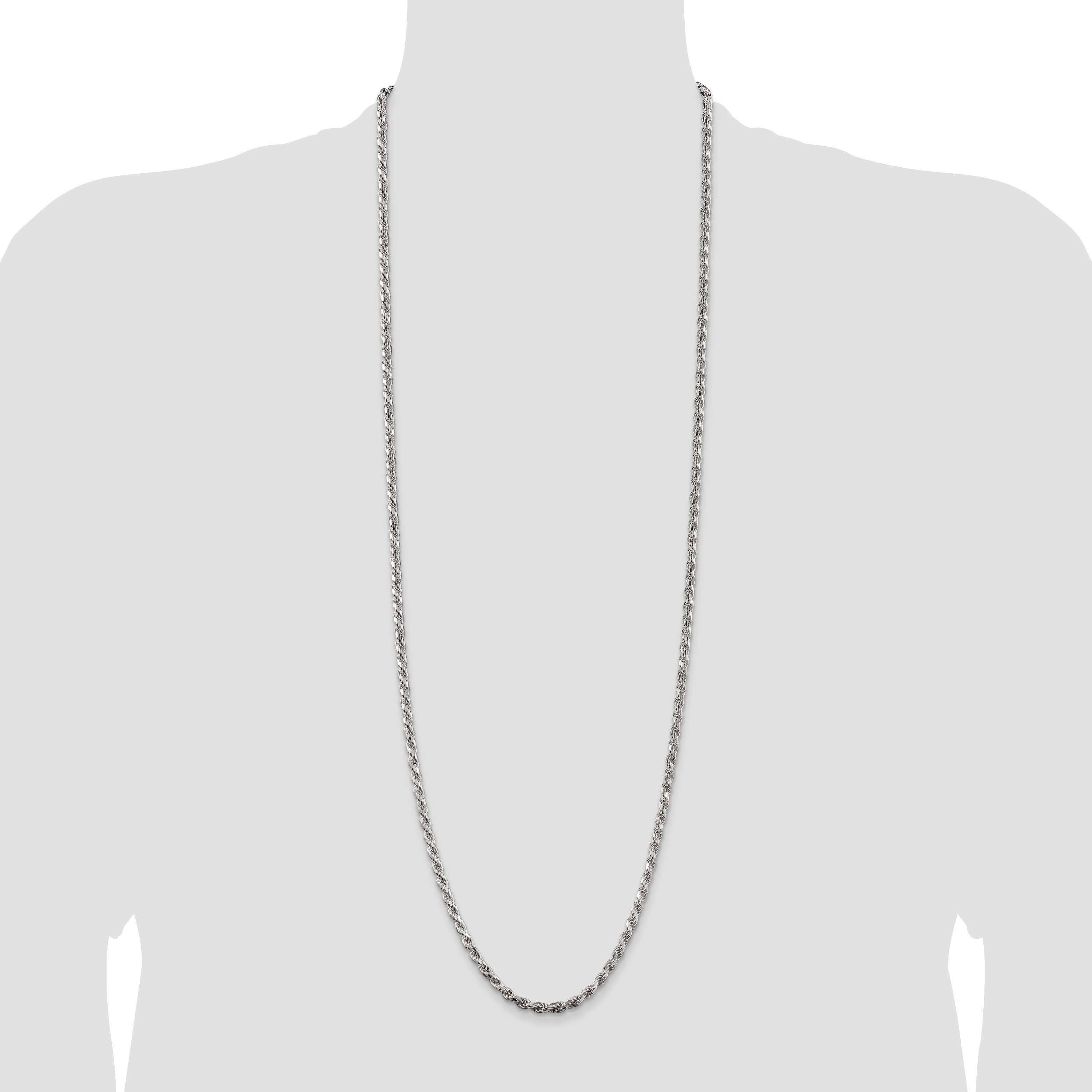 Sterling Silver 3.75mm Diamond-cut Rope Chain
