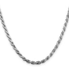 Sterling Silver Rhodium-Plated Diamond-Cut Rope Chain Necklace 3.75mm