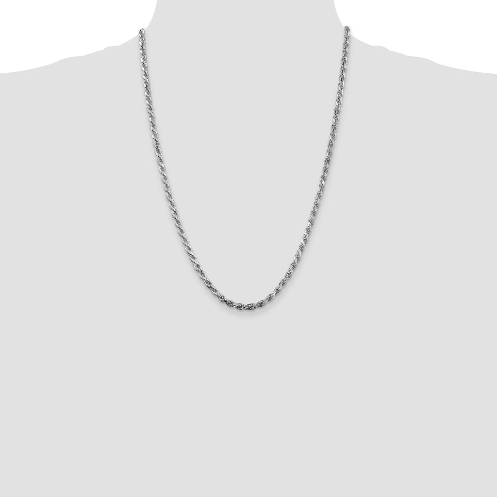 Sterling Silver Rhodium-plated 3.75mm Diamond-Cut Rope Chain
