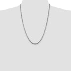Sterling Silver Rhodium-plated 3.75mm Diamond-Cut Rope Chain