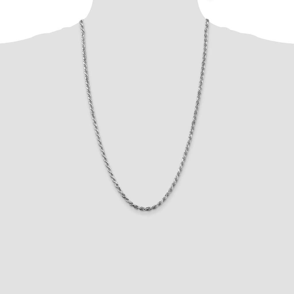 Sterling Silver Rhodium-plated 3.75mm Diamond-Cut Rope Chain
