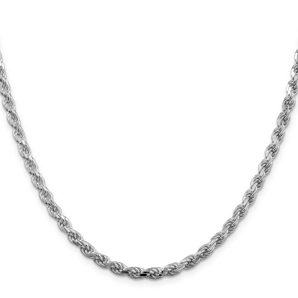 Sterling Silver Rhodium-Plated Diamond-Cut Rope Chain Necklace 4.25mm