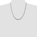 Sterling Silver Rhodium-plated 4.25mm Diamond-Cut Rope Chain