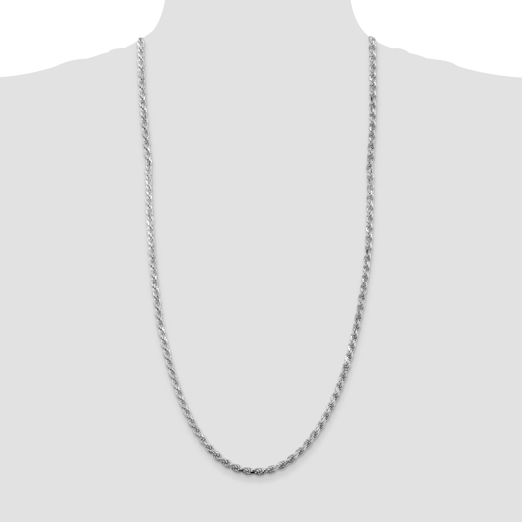 Sterling Silver Rhodium-plated 4.25mm Diamond-Cut Rope Chain
