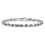 Sterling Silver Rhodium-plated 4.25mm Diamond-Cut Rope Chain