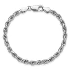 Sterling Silver Rhodium-plated 4.25mm Diamond-Cut Rope Chain