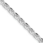 Sterling Silver Rhodium-plated 4.25mm Diamond-Cut Rope Chain