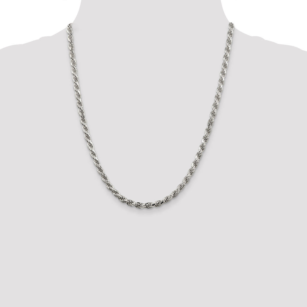 Sterling Silver 4.6mm Diamond-cut Rope Chain