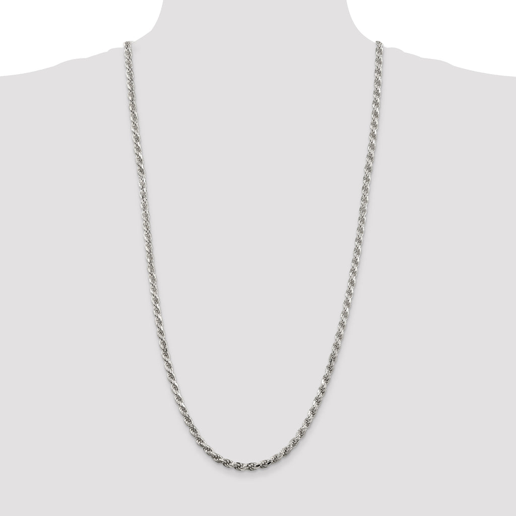 Sterling Silver 4.6mm Diamond-cut Rope Chain